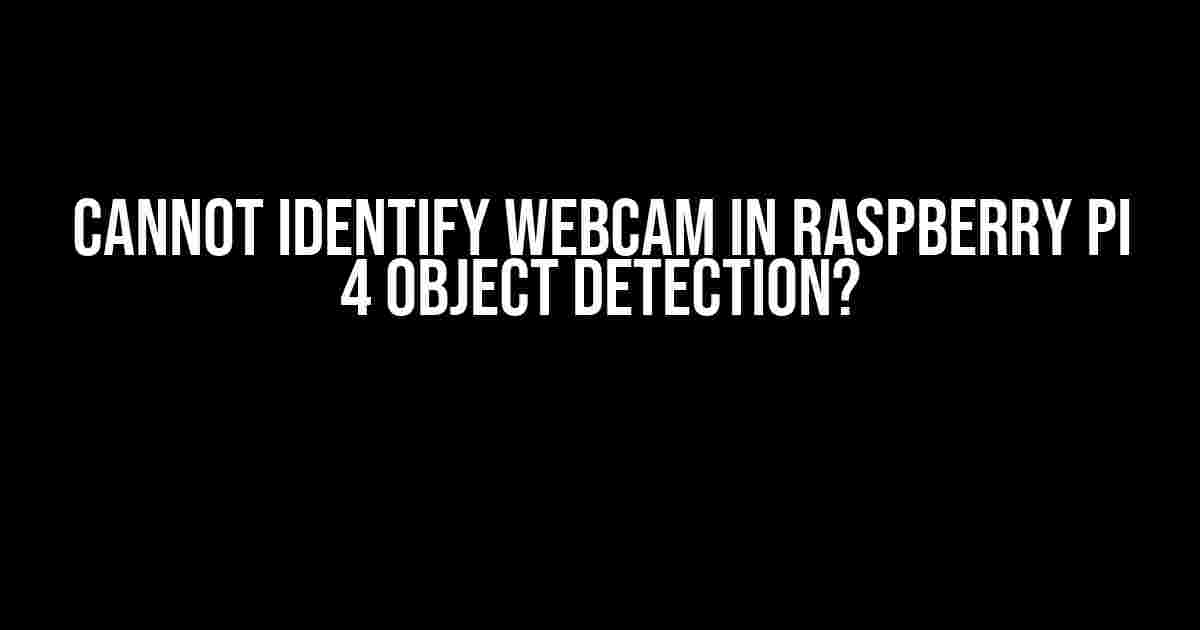 Cannot Identify Webcam in Raspberry Pi 4 Object Detection?